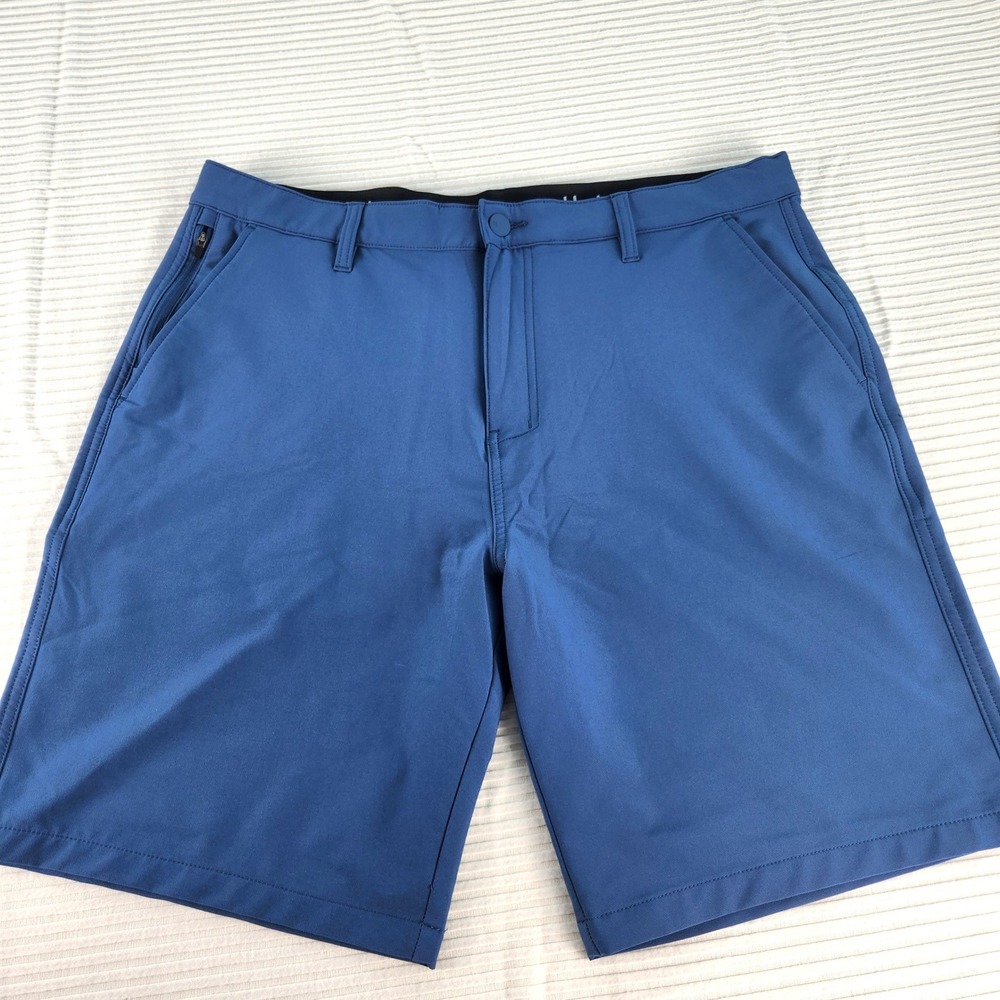 Hurley Mens Blue Dri-FIT Hybrid Walk Shorts Size 38 Zipper Pocket Activewear